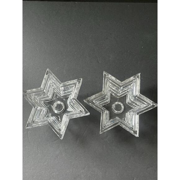 Vintage WMF Germany Lead Crystal Star Shaped Tapered Candle Holder MCM Deco (2) - Picture 5 of 7